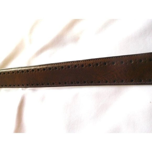 Cole Haan Mens CHOCOLATE Brown Belt Size 42 Perforated New Man Made Material - Picture 3 of 8